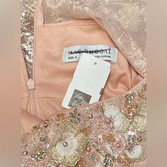 Mac Duggal Long Sleeve Floral Embroidered Tea Length Dress size 4 - Picture 15 of 16